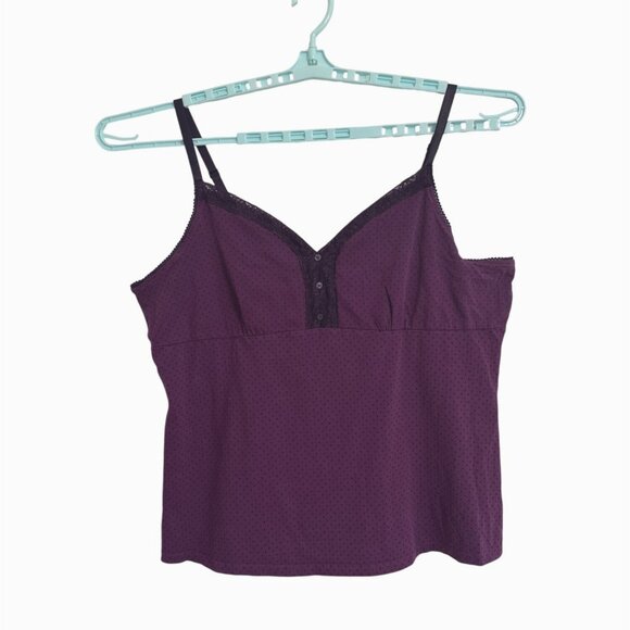 Faded Glory Tops - Faded Glory Womens 3X Purple Polka Dot  Babydoll Cami Top Y2K BOHO Festival